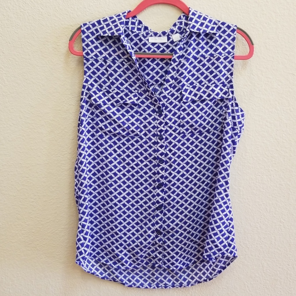 Women's New York & Company blue and white blouse